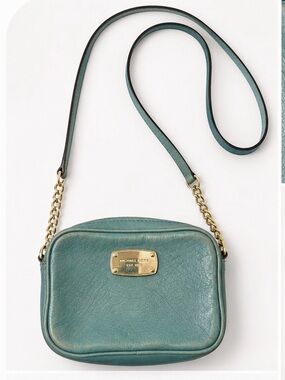 Michael Kors Teal Leather Crossbody Bag | Gold Hardware | Small Purse